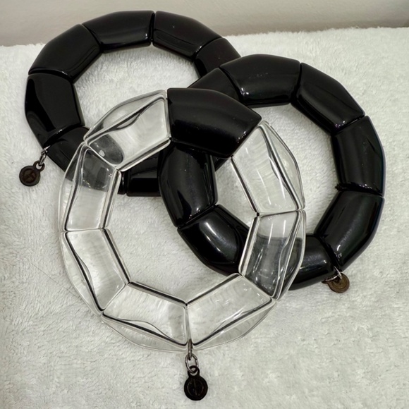 Giorgio Armani Resin Stretch Bracelet black new lucite gorgeous - Picture 4 of 7